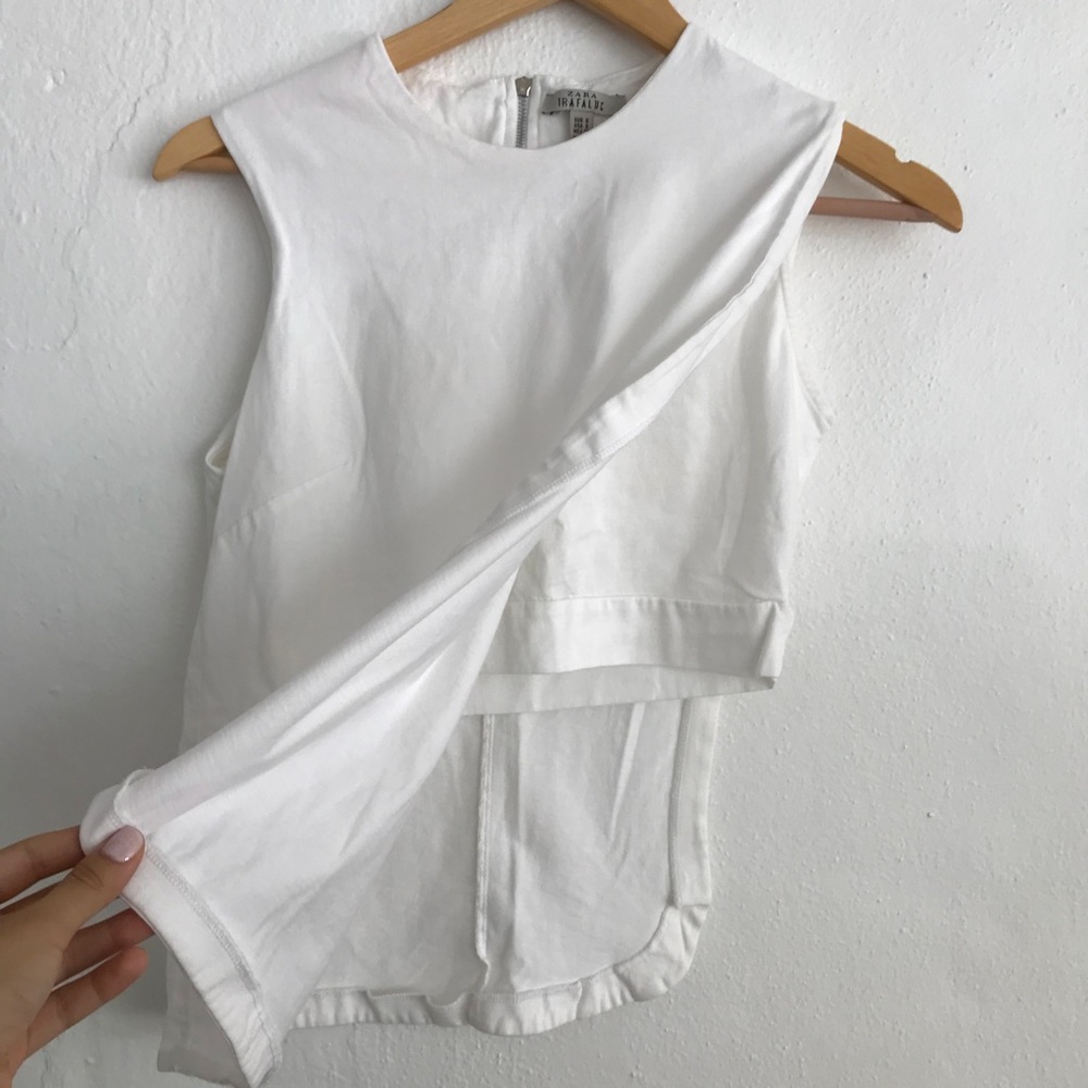 Modern white top with open cropped side